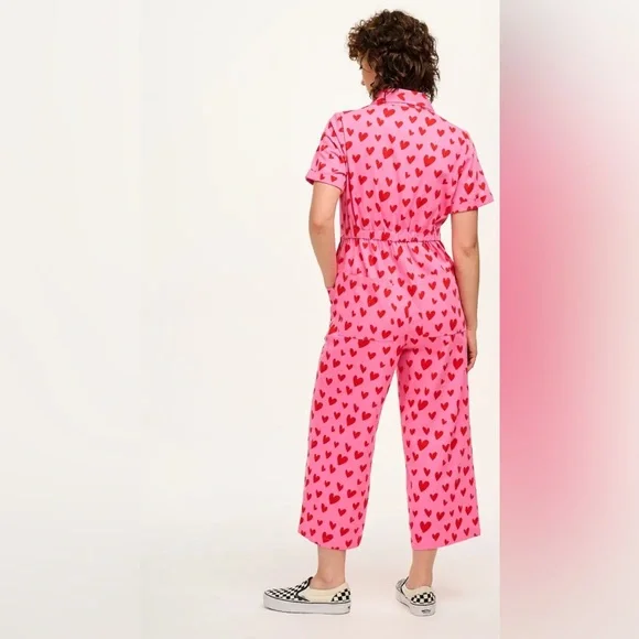 Lucy & Yak Pink and Red Heart Jumpsuit — 20 UK/16 US - Picture 3 of 8